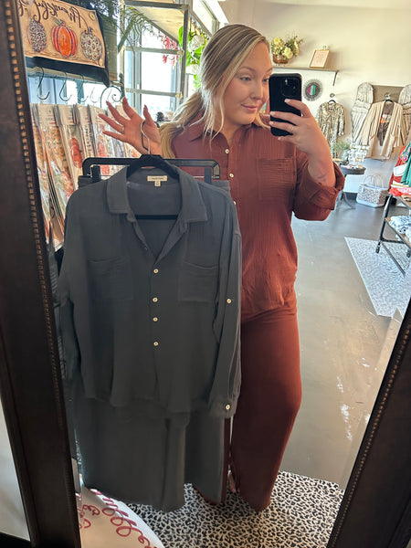 Deap Teal Gauze Top Only