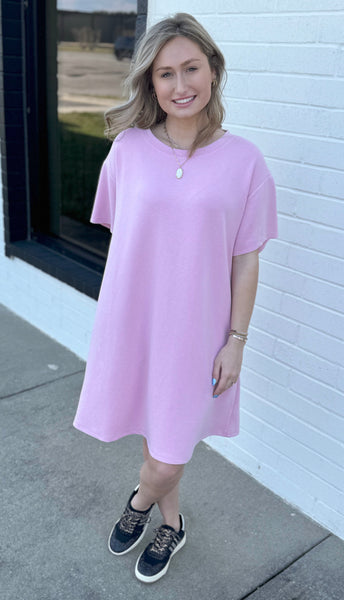 Penelope Solid Knit Dress in Pink