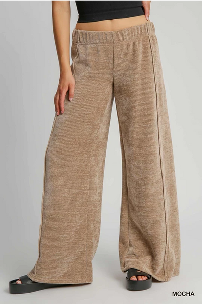 Mocha Luxeknit Wide Leg Pants