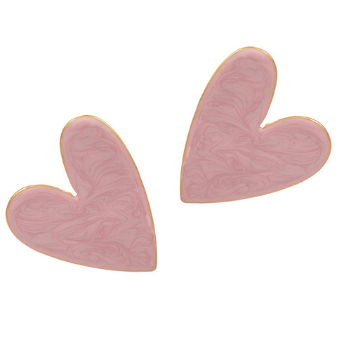 Blush Pink Marbled Heart Earrings