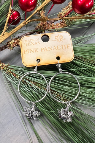 Silver Bow Hoop Earrings