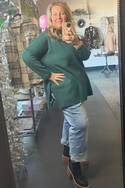 Lydia Hunter Tunic Sweater w/ Side Slits