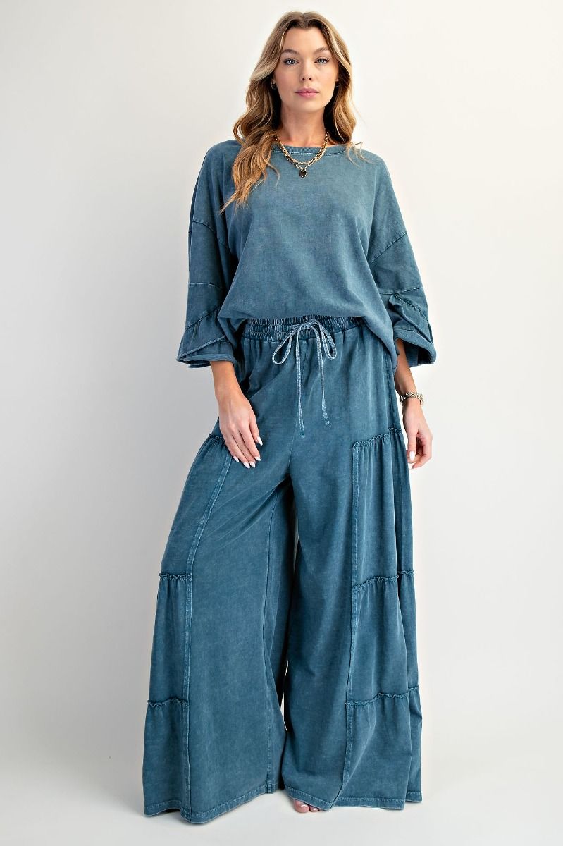 Teal Ruffle Mineral Top