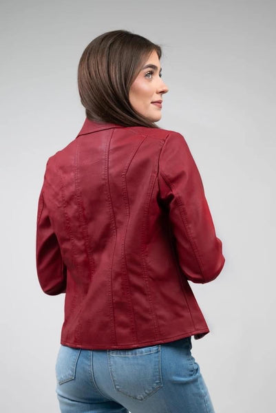 Red Faux Leather Jacket