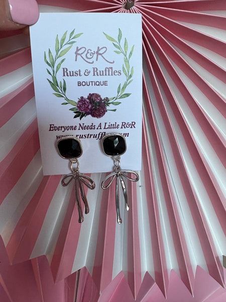 Gemstone Bow Earrings