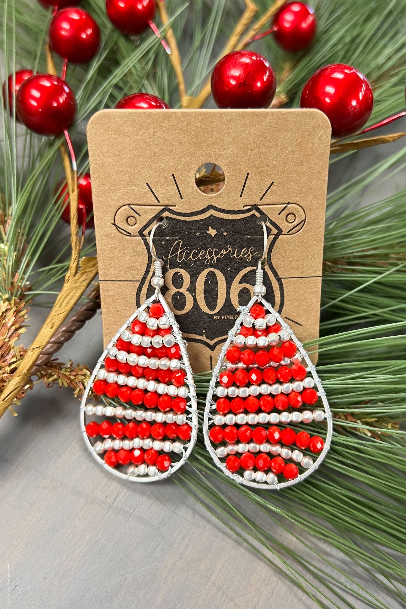 Silver & Red Bell Earrings