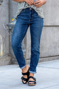 Judy Blue Mid Rise Cuffed Boyfriend Jeans