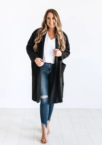 Open Front Coat - Black