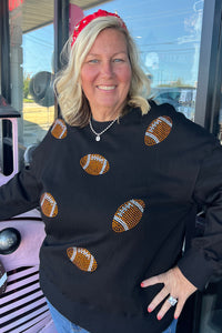 Rhinestone Football Sweatshirt