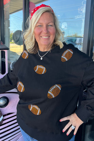 Rhinestone Football Sweatshirt