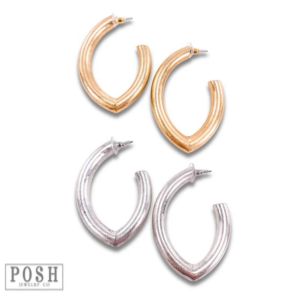 Silver Diamond Hoop Earring