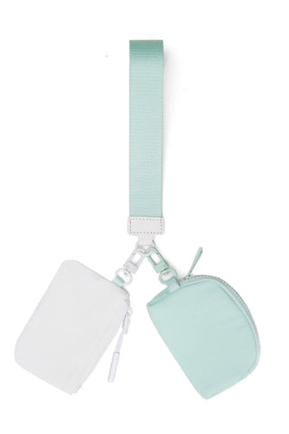 Double Pouch Wristlet, Mint