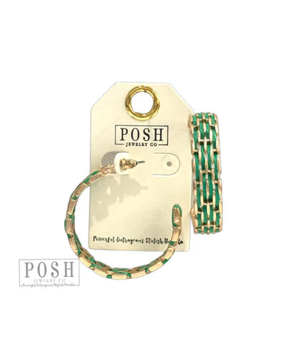 Green Raffia Hoop Earring