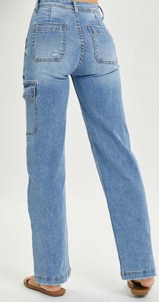 Risen Cargo Pocket Wide Leg Jeans