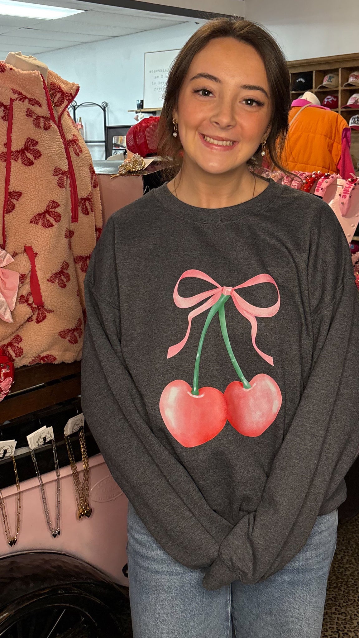 Cherry Bomb Bow Sweatshirt