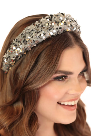 Main Event Sequin Headband - Silver