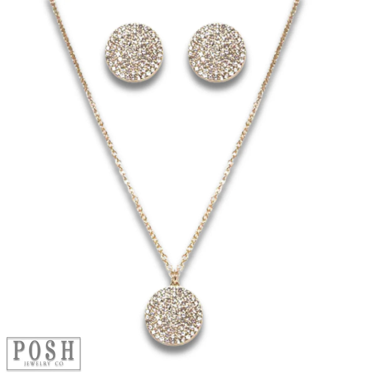 Pave Rhinestone Necklace & Earring Set