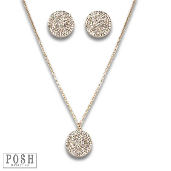 Pave Rhinestone Necklace & Earring Set