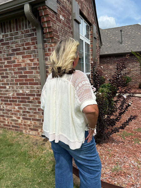 Lace & Layers Gauze Shirt – Ivory