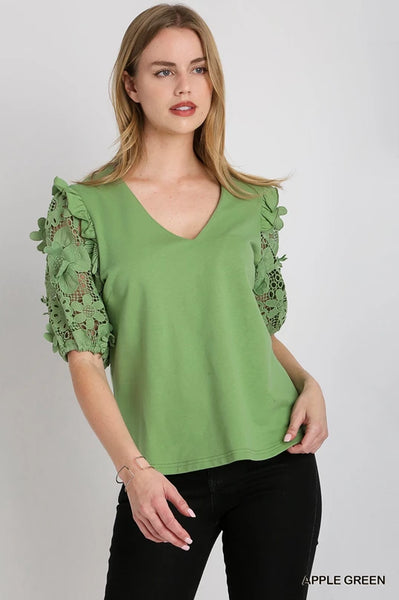 Floral Lace Apple Green Top