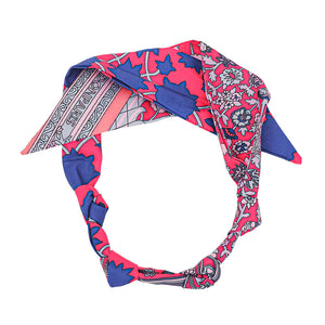 Hot Pink & Blue Knotted Scarf Necklace