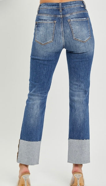 Risen Dark Hi-Rise Straight Jeans