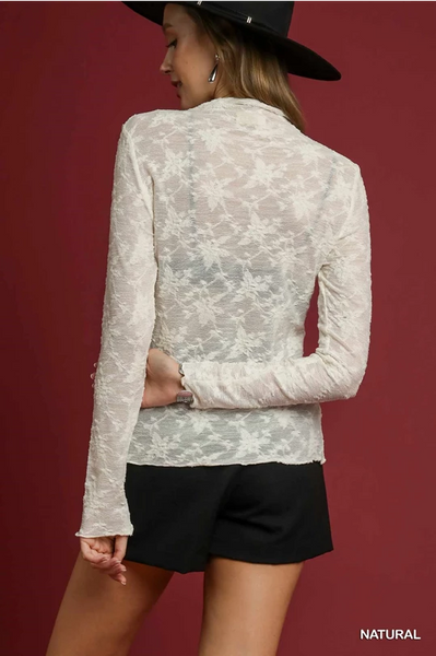 Cream Lace Sheer Top
