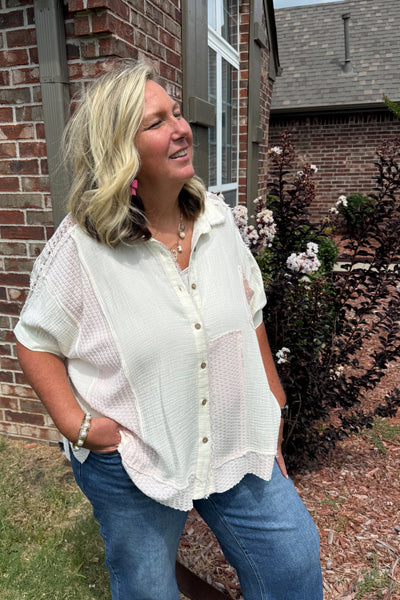 Lace & Layers Gauze Shirt – Ivory