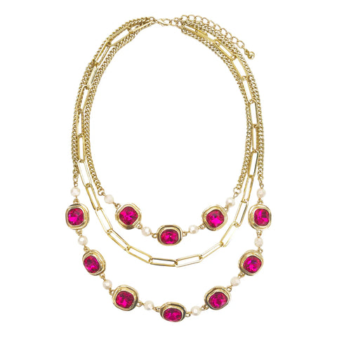 Pink Topaz Layered Necklace