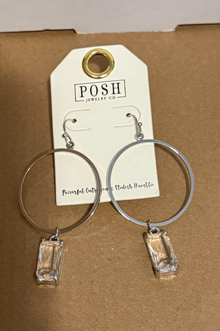 Silver Rectangle Hoop