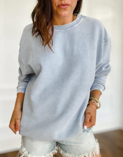 Essential Corded Sweatshirt - Light Blue Grey