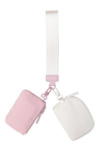 Double Pouch Wristlet, Pale Pink