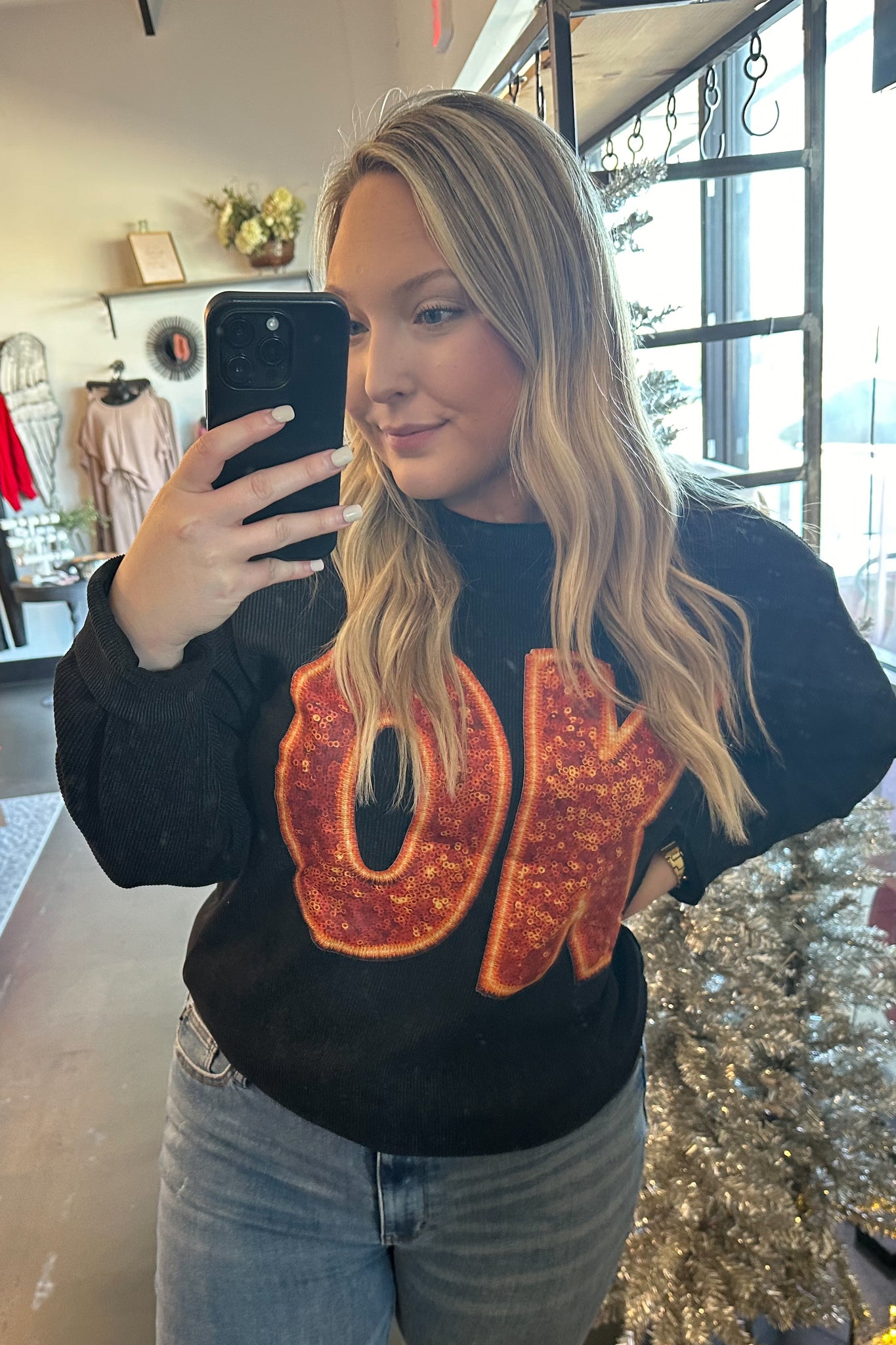 OK Black & Orange Corded Sweatshirts