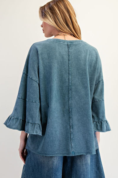 Teal Ruffle Mineral Top