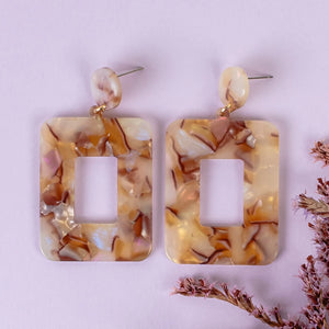 Rectangle Acrylic Earrings - Brown