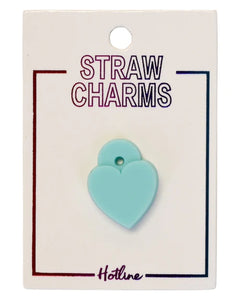 Mint Heart Straw Charms