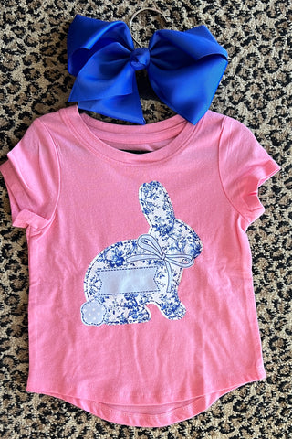 Youth Blue Floral Bunny Tee