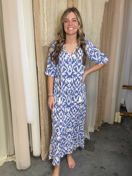 Sky Blue V-Neck Maxi Dress