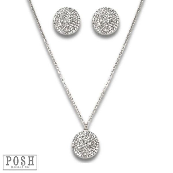 Pave Rhinestone Necklace & Earring Set