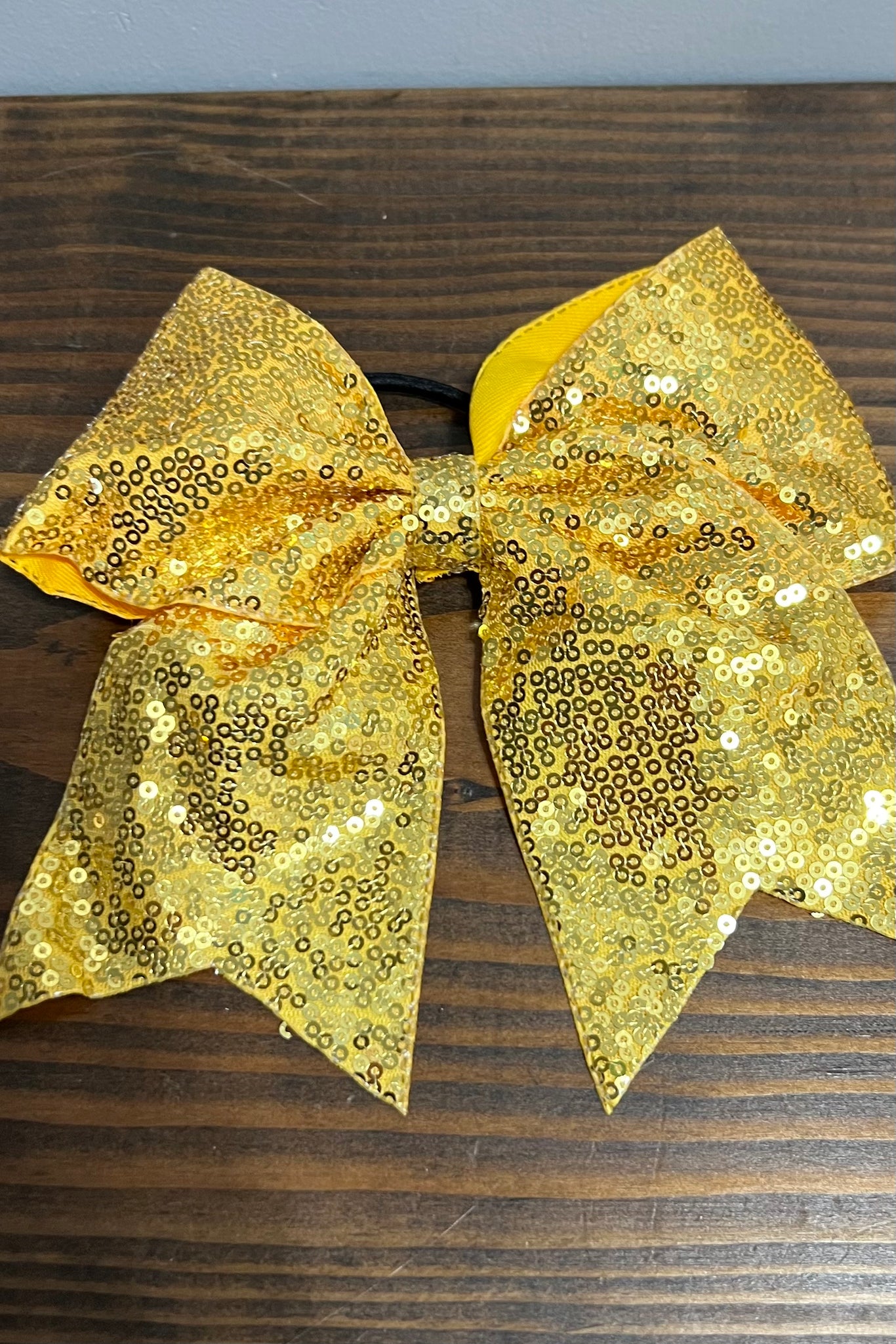 Gold Sequin Cheer Bow