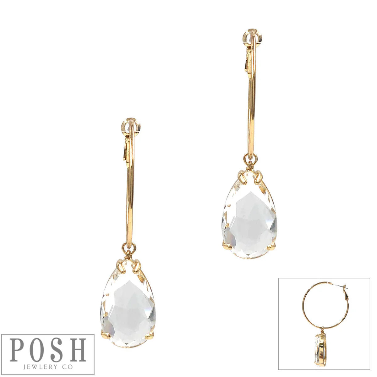 Gold Pear Hoop Earring