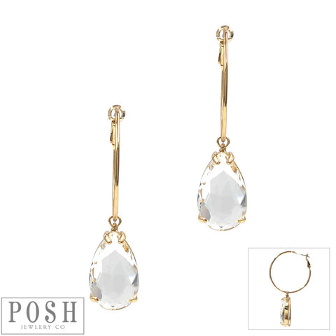 Gold Pear Hoop Earring