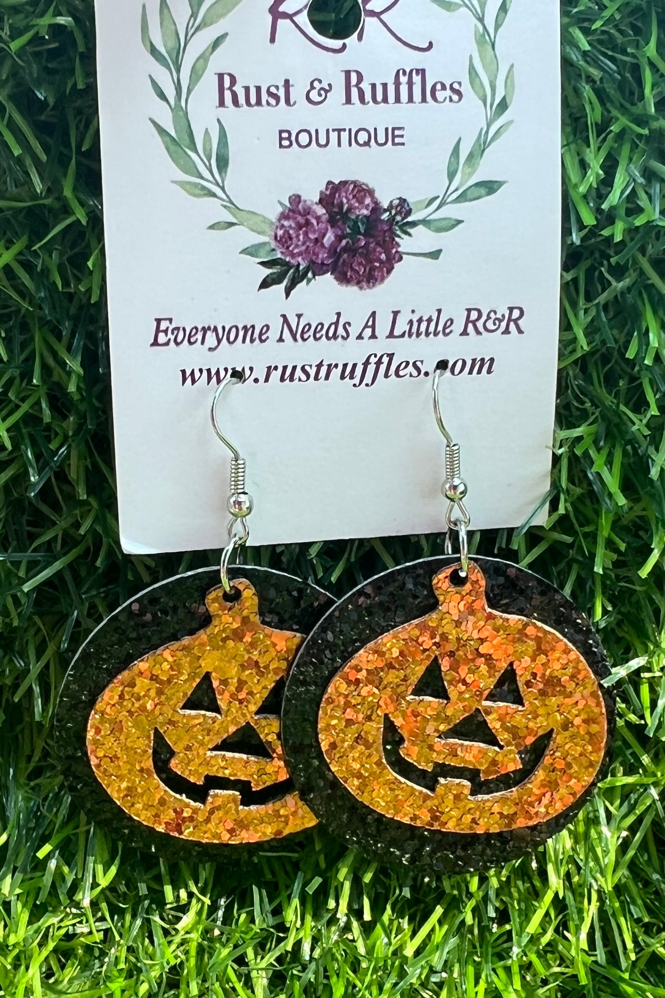 Glitter Pumpkin Earrings