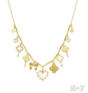 Heart Clover Charm Necklace