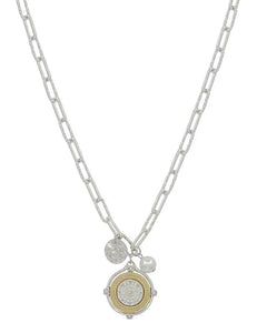 Coin and Pearl Charm Necklace