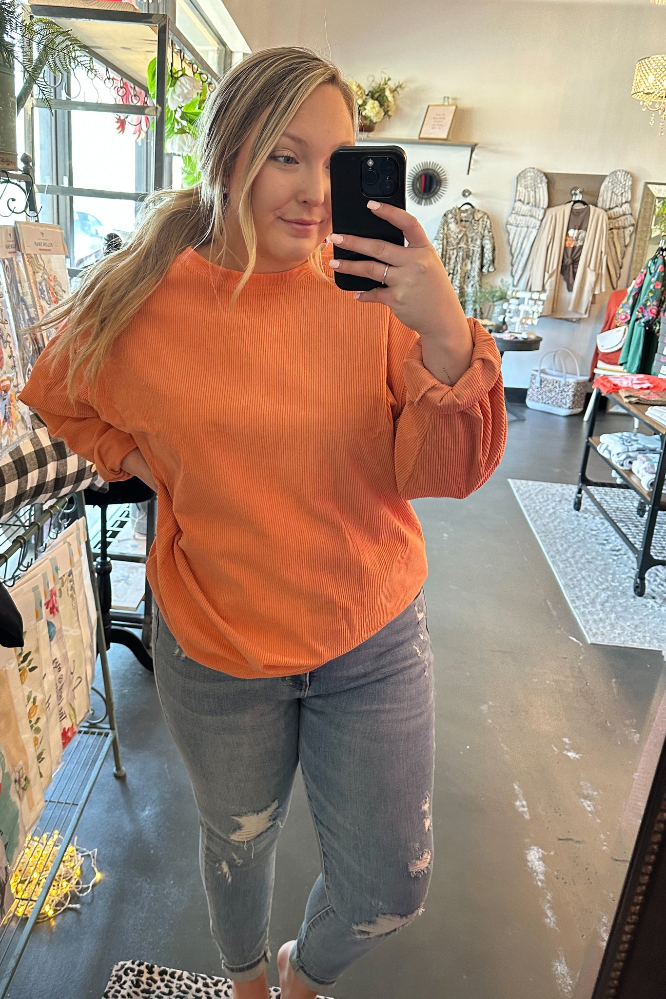 Pumpkin Corded Sweatshirt