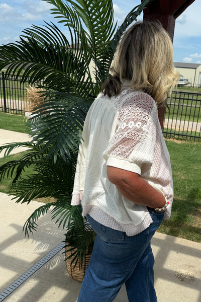 Lace & Layers Gauze Shirt – Ivory
