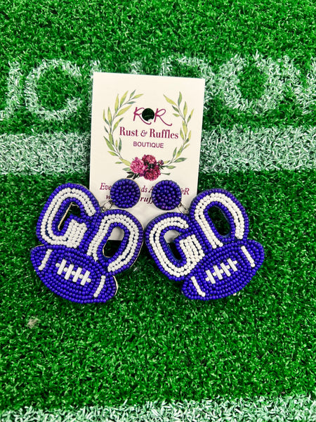 Beaded GO Football Earrings