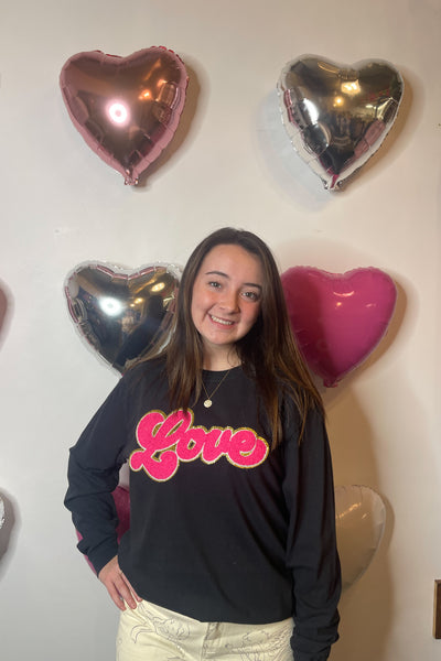 Hot Pink Love Patch Sweatshirt