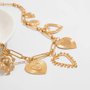 Golden Hearts Charm Necklace